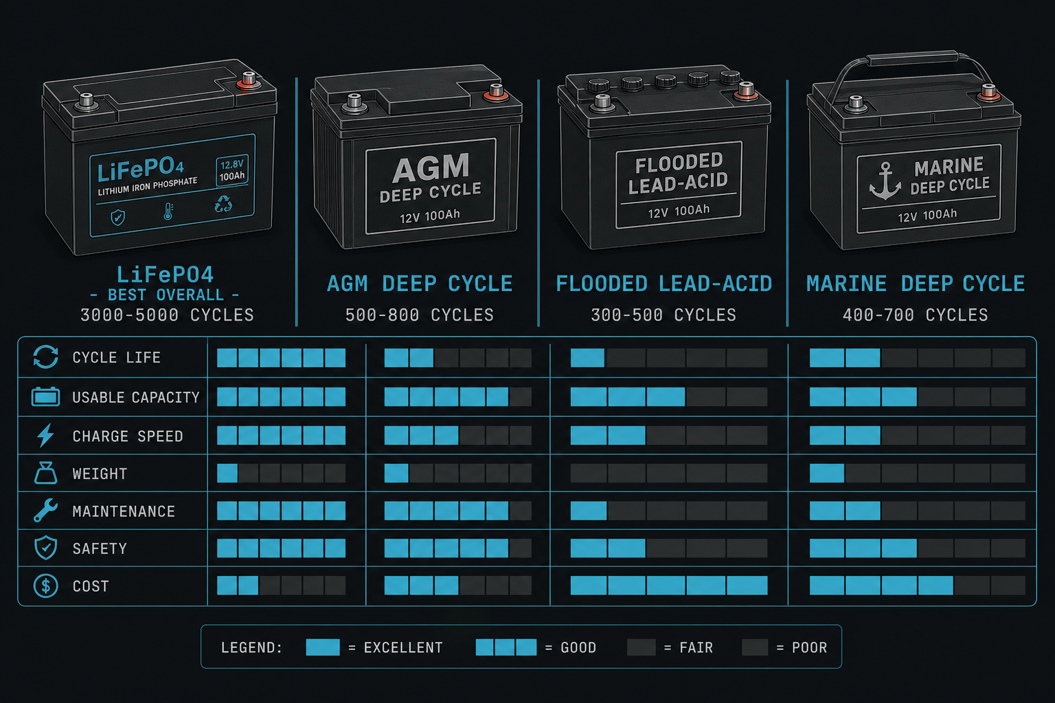 Battery type comparison