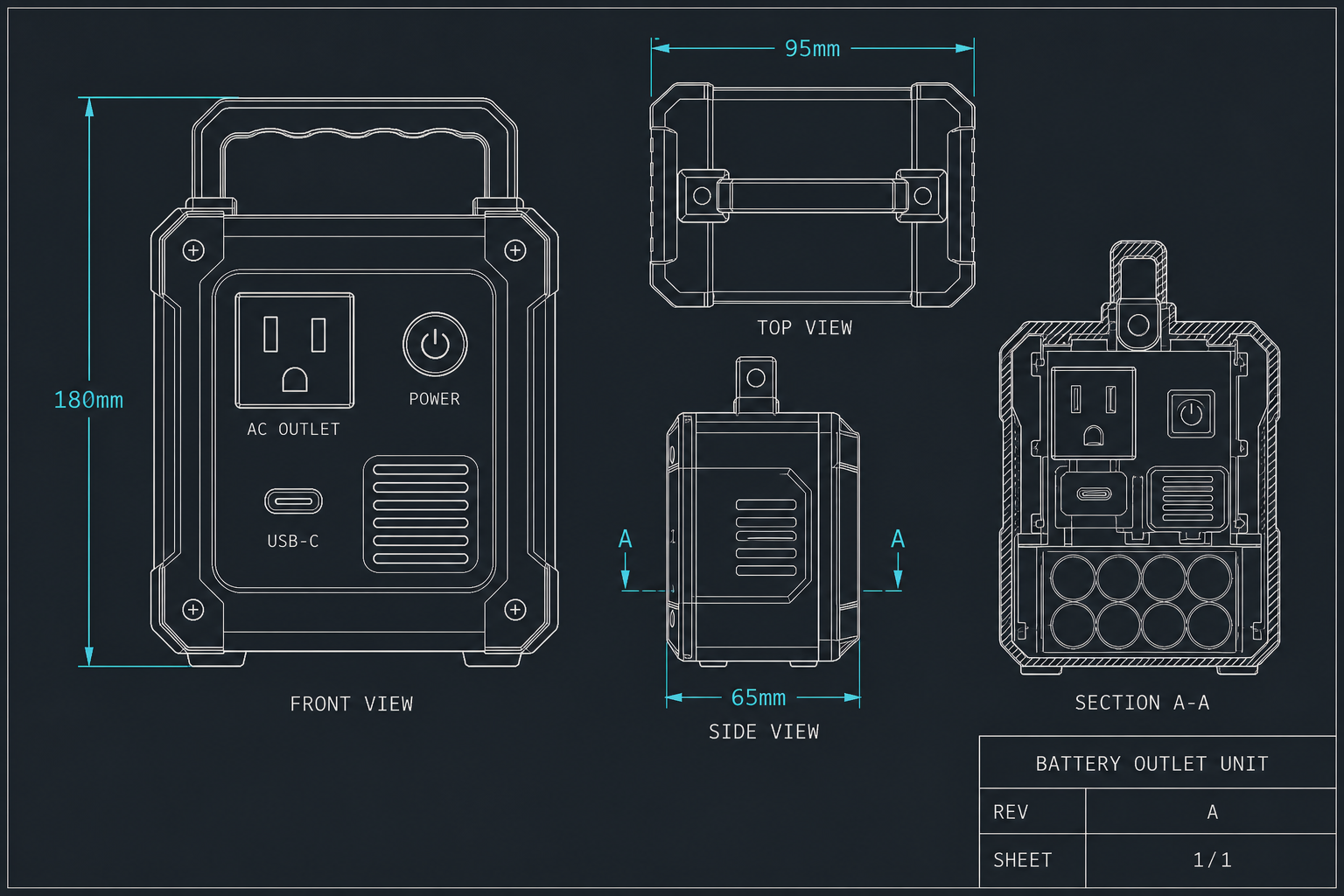 2D AutoCAD-style drawing